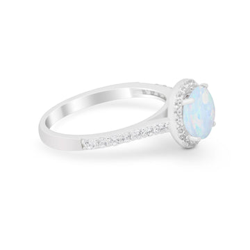 Accent Dazzling Wedding Ring Lab Created White Opal 925 Sterling Silver